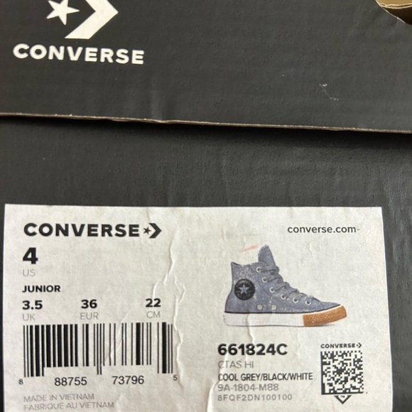 Converse Unique Special Edition Gray Leather High-Top Sneakers Fits 6.5 Women - Picture 9 of 9